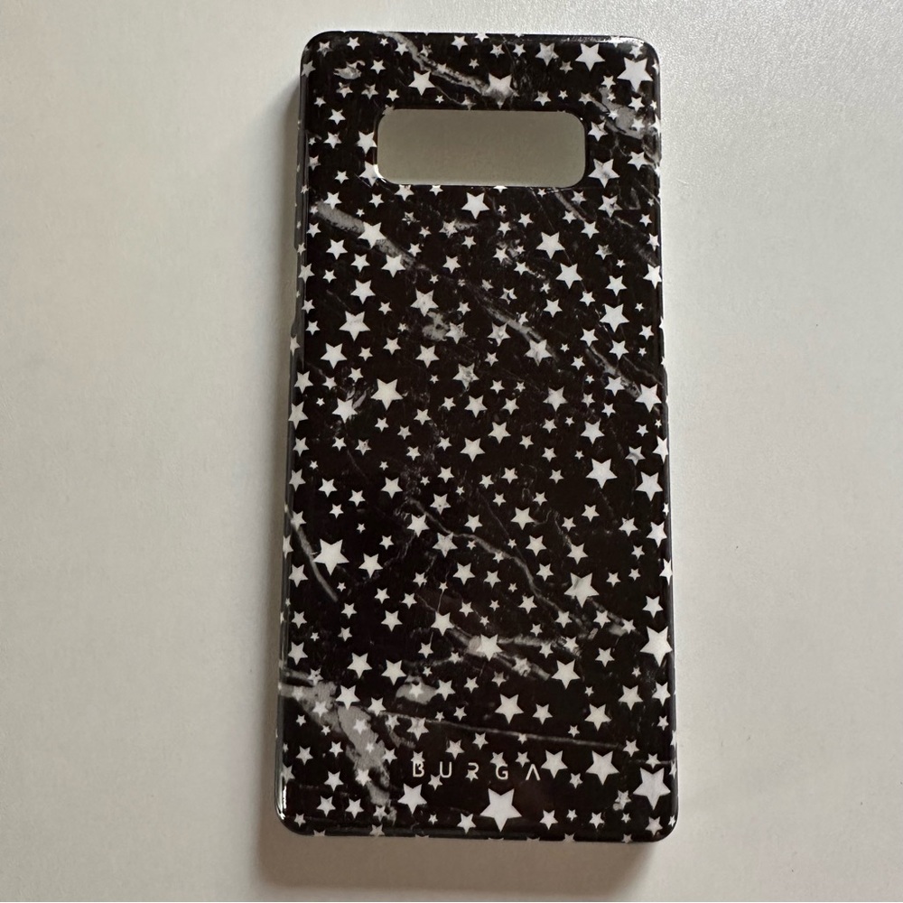 Samsung Galaxy Note 8 Burga hard shell case black with ditsy white stars